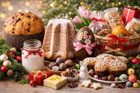 produkte fuer die feiertage panettone pandoro colomba ostern weihnachten geschenk