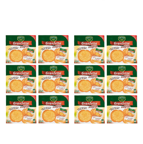 12x Buitoni Granfetta Fette Biscottate con Farina integrale 16 Einzelportionen a 2 Vollkorn Zwieback 240g
