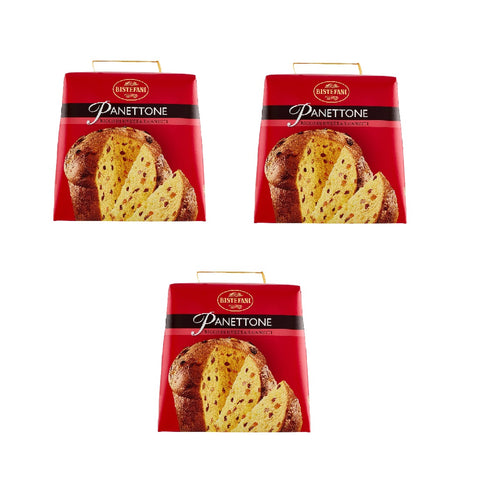 3x Bistefani Panettone ricco di uvetta e canditi reich an Rosinen und kandierten Früchten, 700 g