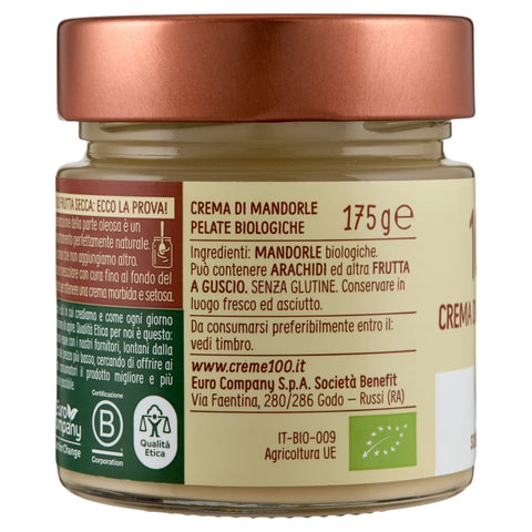 6x Euro Company 100% Crema di Mandorle Pelate Bio 100 % Bio-Mandelmus (aus geschälten Mandeln) 175 g