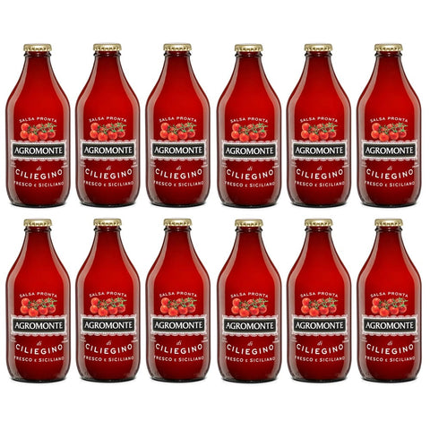 Agromonte Pasten & Kochsaucen Agromonte Salsa Pronta di Pomodorino Ciliegino Fertige Kirschtomatensauce Tomatensauce Tomaten Sauce Tomatenpüree Glasflasche von 330 g 12x italienisch Original 8004395125067
