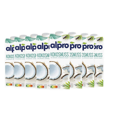 Alpro Kokos Alpro Kokosnuss Drink Original mit Reis 0% Zuckerzusatz je1 Liter Kalorienarm 8x italienisch Original 5411188116592
