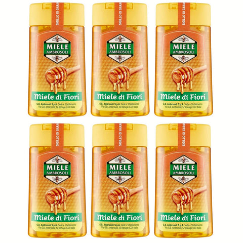 Ambrosoli Miele di Fiori Blütenhonig Honig Squeeze Wildblütenhonig 6x220g Original italienisch Aufstrich