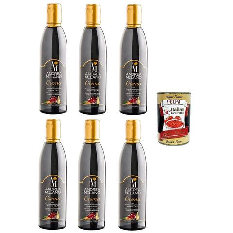 Andrea Milano Essig Andrea Milano Crema con Aceto Balsamico di Modena IGP Creme mit Balsamico-Essig aus Modena 6x250ml Original italienisch inkl. Italian Gourmet Polpa 400g 0