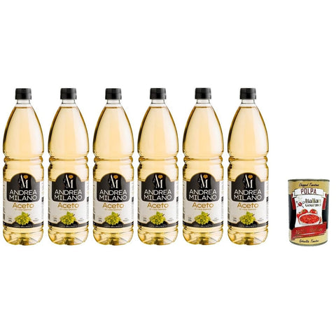 Andrea Milano Öl, Essig & Dressings Andrea Milano Weißweinessig 1lt 6x Original italienisch inkl. Italian Gourmet Polpa 400g 8003407071149