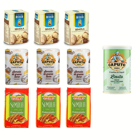 Antimo Caputo TESTPAKET De Cecco Divella Caputo Semola Hartweizengrieß ( 9 x 1 Kg ) Caputo Lievito Hefe ( 1 x 100 g ) italienisch Original