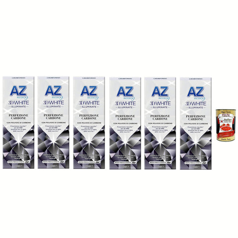 AZ Dentifricio Perfezione Carbone, Zahnpasta mit aufhellender Wirkung, mit Kohlepulver, 6x 50 ml italienisch Original