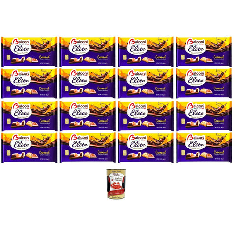 Balconi Abgepackte Gebäckstücke Balconi Elite Special Moments Caramel Cream Wafers Karamell-Creme-Waffeln 16x86gr Original italienisch inkl. Italian Gourmet Polpa 400g 8032804040014