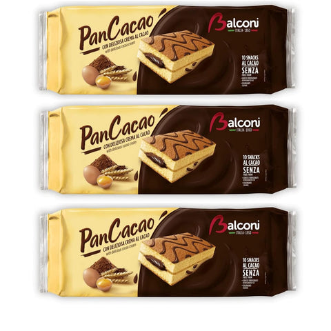 Balconi Biscuitkuchen Balconi PanCacao al Cacao Weicher Biskuitkuchen und Süße Kakaocreme 280 g 3x italienisch Original 8001585006076