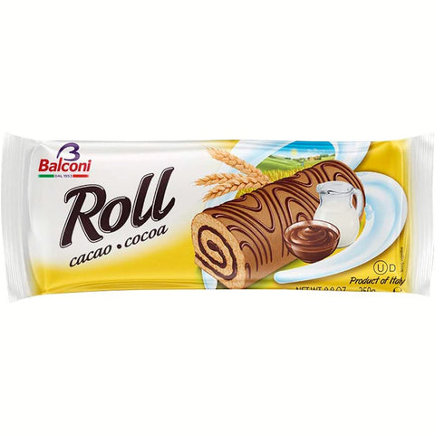 Balconi Roll Cacao Kakao kuchen Kakaoröllchen Güte mit Kakaocreme Italienische Köstlichkeiten 3x250g Original italienisch Kekse