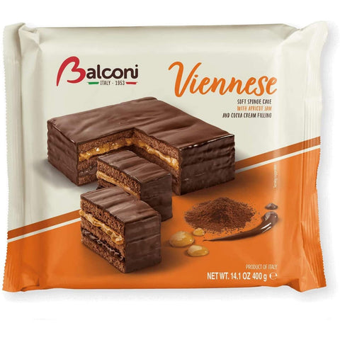 Balconi Schichtkuchen Balconi Viennese Schoko & Aprikose Torta Schokolade kuchen Vienna cake 400 g 3x italienisch Original Gebäck 8001585004188
