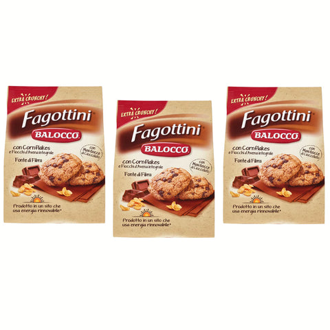 Balocco Fagottini Biscotti Integrali Vollkornkekse Kekse Biscuits mit Cornflakes Vollkorn Haferflocken und Schokoladenstückchen 700g 3x Original italienisch