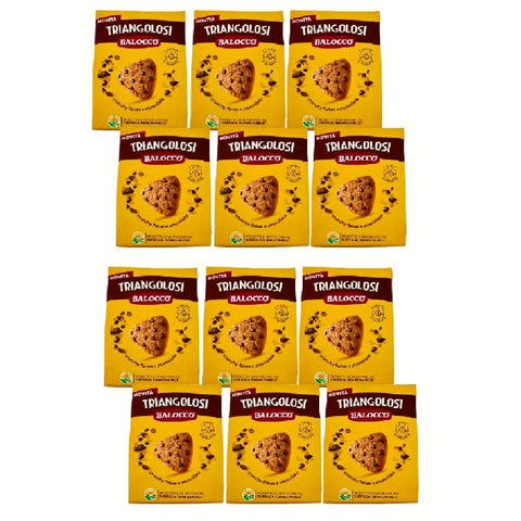Balocco Kekse Balocco Triangolosi Knusprige Schokoladen-Dreieckskekse mit knusprigen Flocken und Schokolade, 12 x 350 g