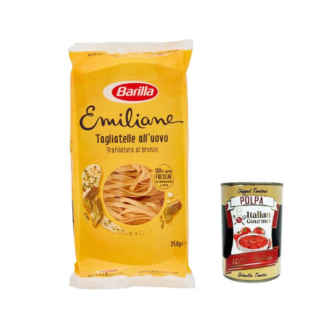 Barilla Internationale Nudeln Barilla Pasta all' Uovo Le Emiliane Tagliatelle Eiernudeln Pasta mit Ei 250 g 5x italienisch Original + kostenlos polpa 400 g 8076809514453