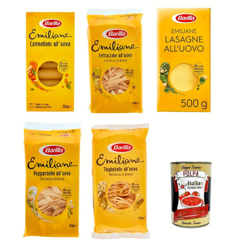 Barilla Internationale Nudeln Barilla Testpaket Pasta all' Uovo Le Emiliane, Eiernudeln, Pasta mit Ei 4x 250 g 1x 500 g Internationale Nudeln italienisch Original 8076800226881