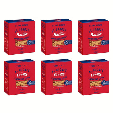 Barilla Penne Rigate al Bronzo Bronze Gezogene Pasta Rohe Verarbeitungsmethode 6x 400g Original italienisch