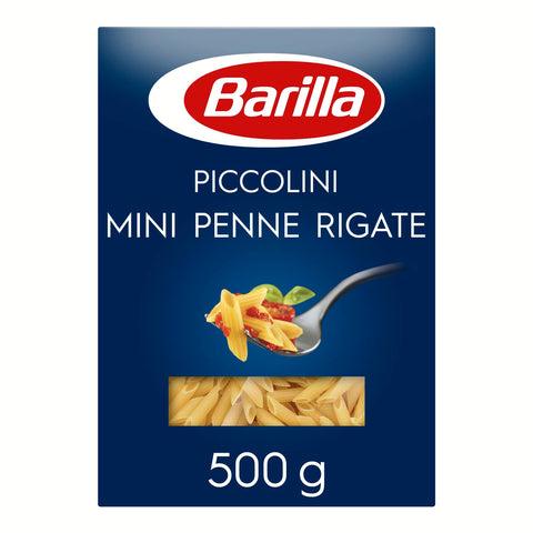 Barilla Pasta Piccolini Mini Penne Rigate aus hochwertigem Hartweizen mit einer Kochzeit von nur 6 Minuten 8x500g Original italienisch