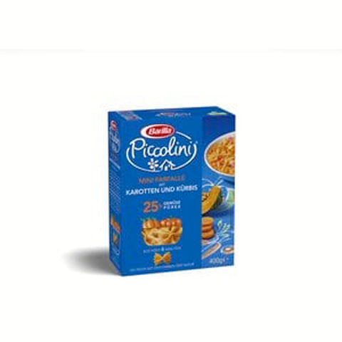 Barilla Piccolini Mini Farfalle mit Karotten und Kürbis 1x400g Original italienisch Pasta