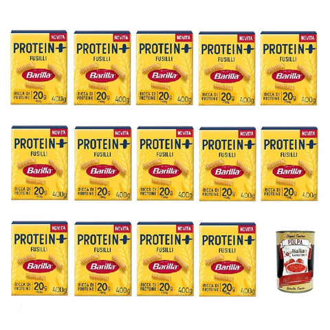 Barilla Kurze Pasta Barilla Protein Fusilli Pasta reich an pflanzlichem Protein 14x400 g 400 g italienisch Original + kostenlos polpa 400 g 8076809585828