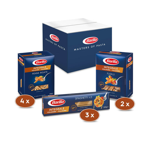 Barilla Vollkorn Pasta Box - Multipack mit 3 Varianten Vollkorn Pasta 9x500 g italienisch Original