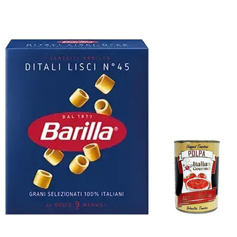 Barilla Nudelgerichte Barilla Pasta Ditali lisci Nr. 45 italienisch Nudeln 500 g pack 20x Original italienisch inkl. Italian Gourmet Polpa 400g 8076802085455