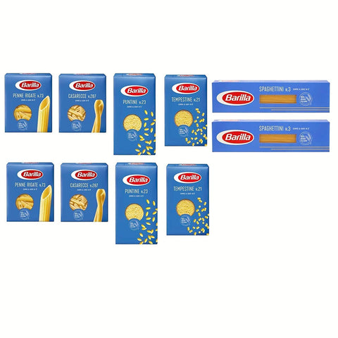 Barilla Pasta italienisch ( 10 x 500g ) 5 Arten von Nudeln (Spaghettini-Penne Rigate-Tempestine-Puntine-Casarecce) TESTPAKET Original italienisch