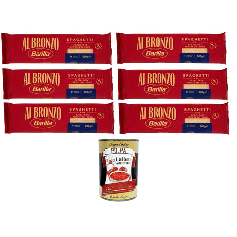 Barilla Nudeln & Pasta Barilla Al Bronzo Pasta Spaghetti Bronze Gezogene Pasta Rohe Verarbeitungsmethode 6x500 g italienisch Original + kostenlos polpa 400 g 8076809585262