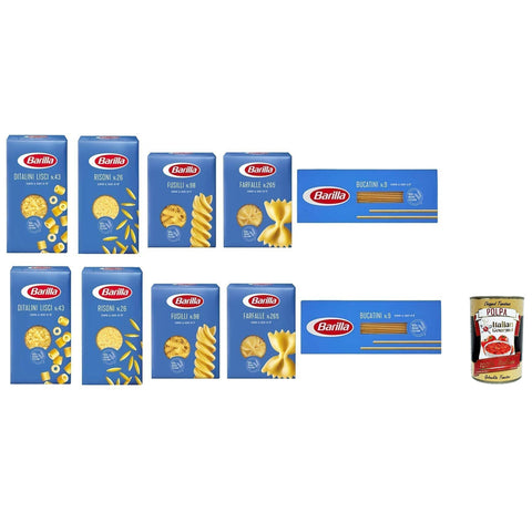 Barilla TESTPAKET Pasta italienisch ( 10 x 500 g ) 5 Arten von Nudeln (Bucatini Fusilli Risoni Ditalini Lisci Farfalle) Original