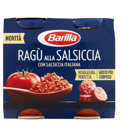 Barilla Pastasaucen Barilla Ragù alla Salsiccia Pasta-Sauce Ragù mit italienischer Wurst und Tomate 2x180 g 8x italienisch Original 8076809546119