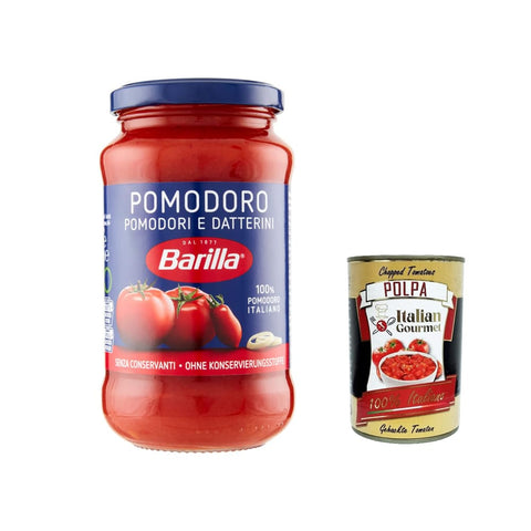 Barilla Pastasaucen Barilla Sugo Pomodoro e Datterini Sauce mit 100% italienischen Tomaten Sauce für Pasta 400 g 3x italienisch Original + kostenlos polpa 400 g 8076809513395