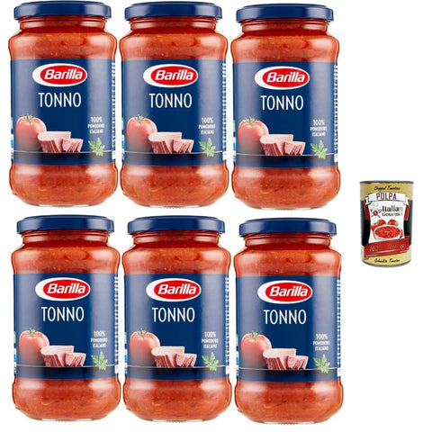 Barilla Pastasaucen Barilla Tonno Tomatensauce mit Olivenöl Gläser Italienische Thunfischsauce 6x400 g italienisch Original Pastasauce + kostenlos polpa 400 g