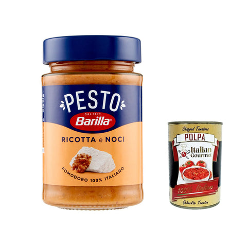 Barilla Pesto Ricotta e Noci | Glutenfreie Italienische Pasta-Sauce mit cremigem Ricotta Walnüssen und Grana Padano Nudel-Soße rotes Pesto 190 g 12x italienisch