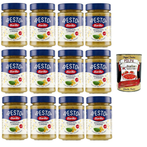 Barilla Pesto Barilla Pesto Basilico e Limone Condimento e Sugo per Pasta Basilikum Zitronen Pesto Gewürz und Pastasauce 12x190 gr italienisch Original 8032804040014