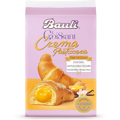 Bauli Abgepackte Gebäckstücke Bauli Cornetti a Crema Croissant brioche mit creme Custard ( 6 x 50g ) 300g 12x Original italienisch 8001720445876
