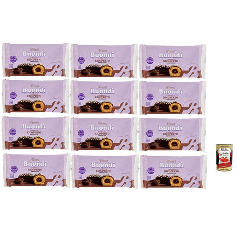 Bauli Snack Kuchen & Backwaren Bauli Buondì Ricoperto al Cioccolato, Kuchen Süßer Snack Backwaren mit Schokoladenfüllung 12x 276g Original italienisch inkl. Italian Gourmet Polpa 400g 8014037008634
