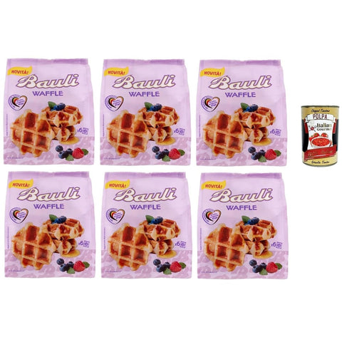 Bauli Waffle Snack Kuchen & Backwaren Bauli Waffle morbida Cialda con Croccante Zucchero Perlato Weiche Waffel mit knusprigem Perlzucker 6x210 g italienisch Original Pastasauce + kostenlos polpa 400 g 8032804040014