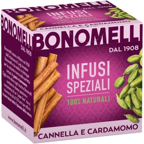 Bonomelli Kräutertee Bonomelli Infusi Speziali Cannella e Cardamomo Infusion von Zimt und Kardamom Packung mit 10 Filtern 100% natürliche Inhaltsstoffe 3x italienisch Original 8001840380897