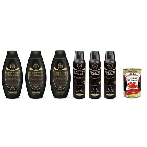Breeze Deo Breeze Black Oud Testpaket 3x Deodorant Spray 3x Duschshampoo und Duschgel 150ml + 400ml italienisch Original 8003510036639