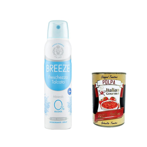 Breeze Deo Breeze Freschezza Talcata Deodorante Spray Talk Talcum Deodorant Spray 0% Alkohol. 150 ML 6x italienisch Original + kostenlos polpa 400 g 8003510035250