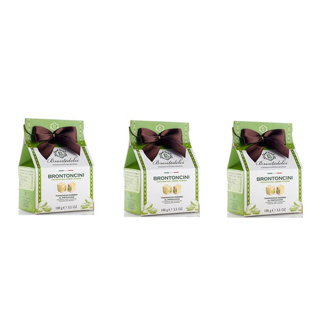 Brontedolci Brontoncini Torroncini Morbidi al Pistacchio Weicher Nougat mit Pistazie mit Weißer Schokolade überzogen 3x100g Original italienisch