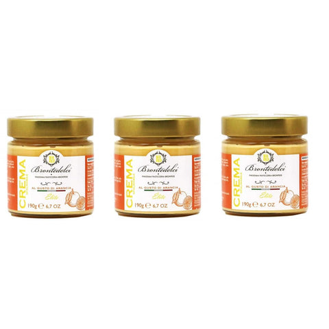 Brontedolci Schokoladenaufstrich Brontedolci Crema Spalmabile al gusto di Arancia Streichcreme mit Orangengeschmack 190 g in Glas Sizilianische Orangen italienisch Original 8050705421381