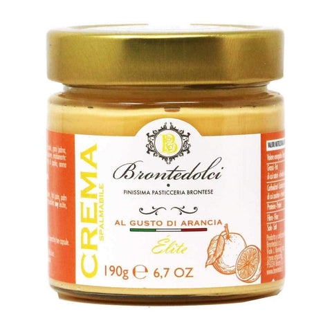Brontedolci Crema Spalmabile al gusto di Arancia Streichcreme mit Orangengeschmack 190 g in Glas Sizilianische Orangen italienisch Original