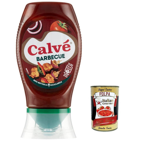 Calvè Barbequesaucen Calvè Calvé Salsa Barbeque BBQ-Sauce mit starkem Holz- und Raucharoma, ideal für alle Fleischgerichte, 250 ml 250ml 6x Original italienisch inkl. Italian Gourmet Polpa 400g 8712100396397