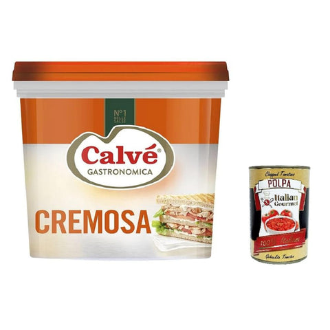 Calvè Cremige Mayonnaise Calvè Cremige gastronomische Mayonnaise Eimer 5 kg italienisch Original + kostenlos polpa 400 g 8032804040014