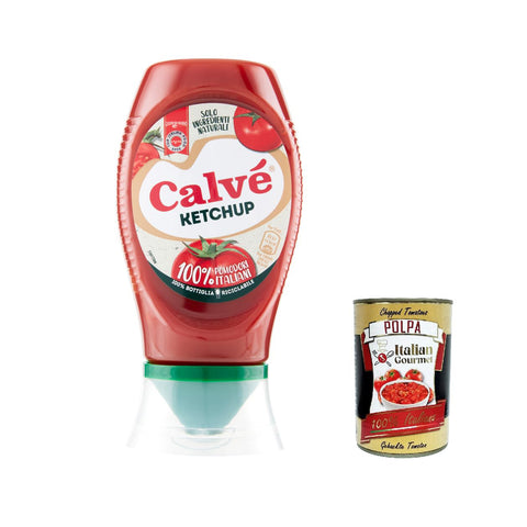 Calvè Calvé Ketchup in Top-Down-Verpackung 100 % italienische Tomaten 250 ml 3x italienisch Original + kostenlos polpa 400 g