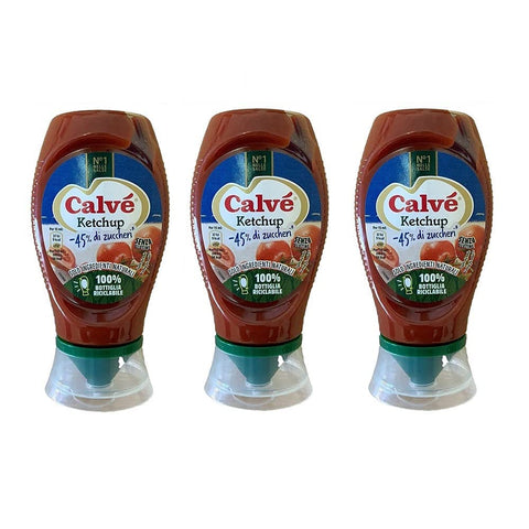 Calvé Ketchup Calvé Ketchup 45% di Zuccheri Würzsaucen weniger Zucker Squeeze Glutenfreie Soße 3x 250ml italienisch Original 8712100417023