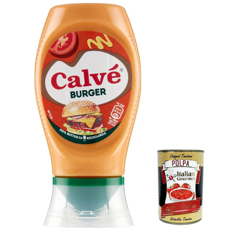 Calvè Mayonnaise Calvè Calvé Salsa Burger Extragusto-Sauce mit Mayonnaise, Senf, Zwiebeln und Worcestershire-Sauce 250ml 3x Original italienisch inkl. Italian Gourmet Polpa 400g 8712100403750