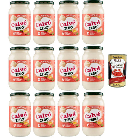 Calvé Zero Barbequesaucen Calvé Zero Mayonnaise mit wenigen Kalorien Vegan und laktosefrei 12x430 ml italienisch Original + kostenlos polpa 400 g 8032804040014