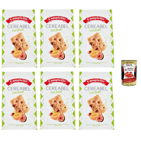Campiello Cereabel con frutta Kekse Müsli mit Früchte Cereebel Früchte Cereal with fruit fur Frühstück 6x220 g italienisch Original + kostenlos polpa 400 g
