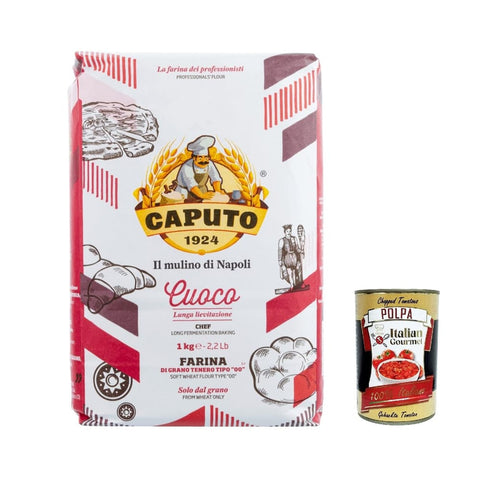 Caputo Paniermehl & Knödelbrot Caputo Farina Molino Cuoco, farina per Pizza Napoli Pizzamehl Pizza Mehl 1kg Tipo 00 ' 8x Original italienisch inkl. Italian Gourmet Polpa 400g 8014601026354
